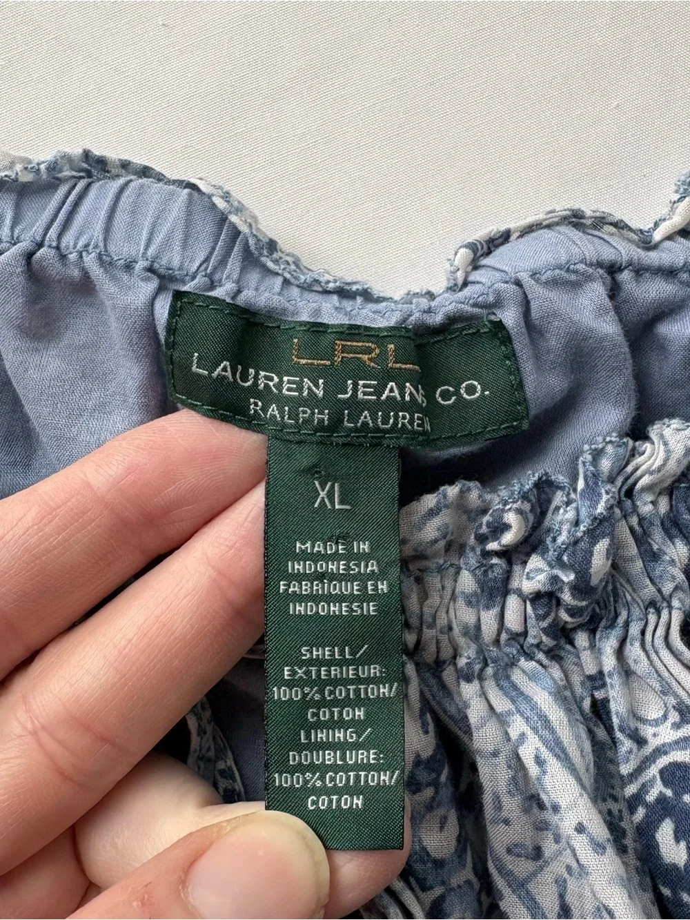 Lauren Ralph Lauren Geometric Patterned Peasant Blouse Size XL